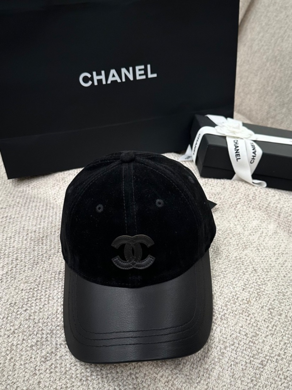Fashion Baseball Cap Letter C Faux Suede Black On Black Black Out Hat